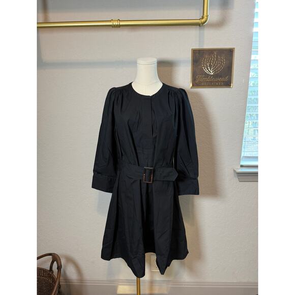 Women's Banana Republic Black Belted Waist Cotton Fit and Flare Dress Size S NEW - Picture 11 of 12